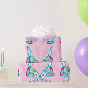 Papel De Presente Arte Abstrato-Pop de Borboleta Retroativa