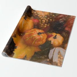 Papel De Presente Arte Antiquada de Pompkin Autumn Burnt Orange Vint
