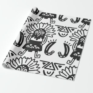Papel De Presente Arte Asteca - Padrão de Lagarto