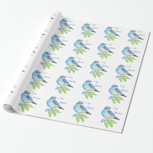Papel De Presente Arte azul do pássaro do Bluebird da montanha da