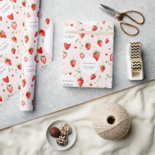 Papel De Presente Arte Botânica Doce de Frutas Rosa Menina Chamada d