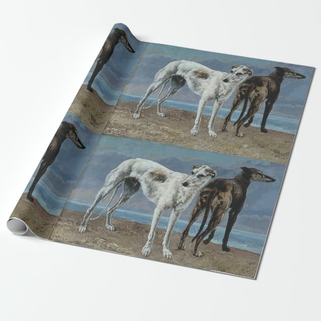 Papel De Presente Arte clássica de dois galgos (Desenrolado)