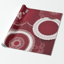 Papel De Presente Arte Dark Red Floral AI