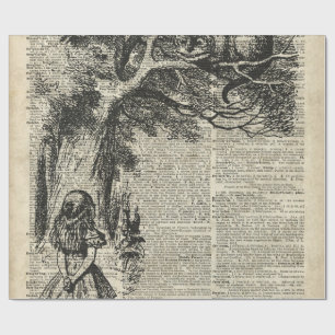 Papel De Presente Arte de Alice e de estêncil de Cheshire na págin
