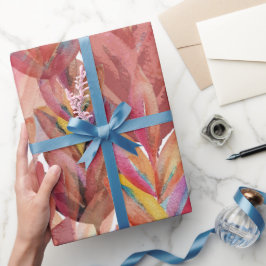 Papel De Presente Arte de Aquarela Exótica Verão Floral