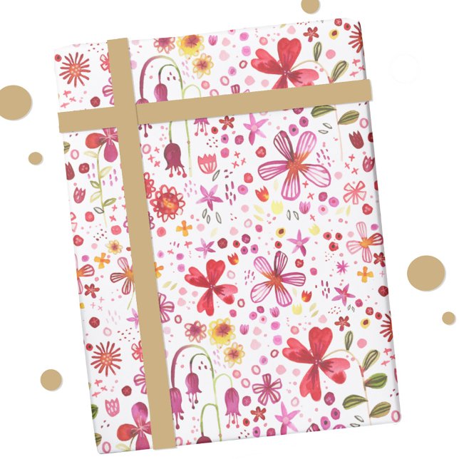 Papel De Presente Arte de Aquarela Floral Moderna (Modern floral watercolor art wrapping paper roll)