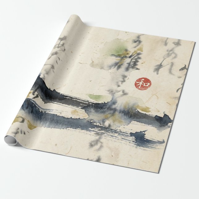 Papel De Presente Arte de Caligrafia Japonesa Vintage (11) (Desenrolado)