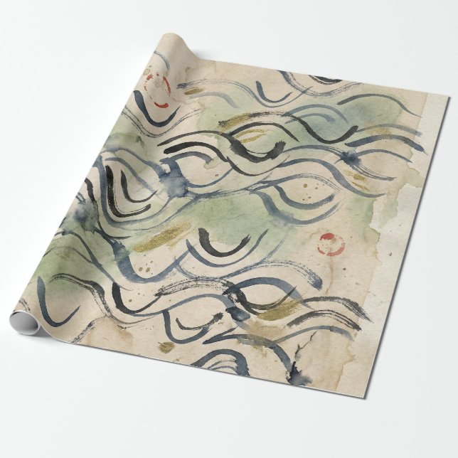 Papel De Presente Arte de Caligrafia Japonesa Vintage (6) (Desenrolado)