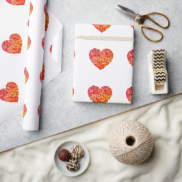 Papel De Presente Arte de Coração Abstrato com Confetes