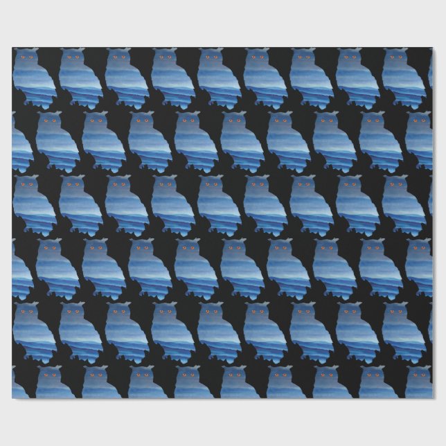 Papel De Presente Arte de coruja em aquarela (Aberto)