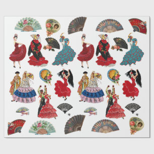 Papel De Presente Arte de dançarina flamenca espanhola vintage com l