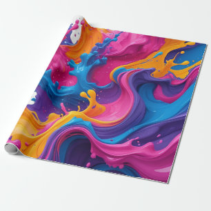 Papel De Presente Arte de Fluido Abstrato vibrante - Design de abert