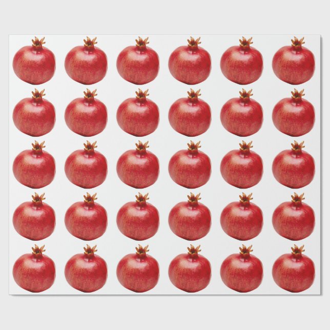 Papel De Presente Arte de Fruta de Romã Vermelha Fresca e Saudável (Aberto)
