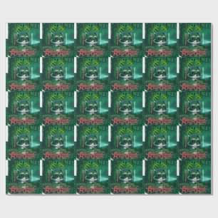 Papel De Presente Arte de Guaxinim de Quadrinhos Retro de Ficção Cie