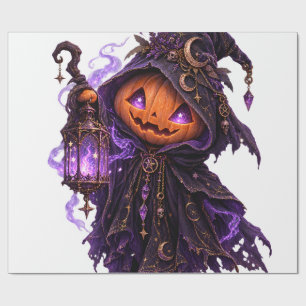 Papel De Presente Arte de Lanterna Mágica de Abóbora de Halloween Gó