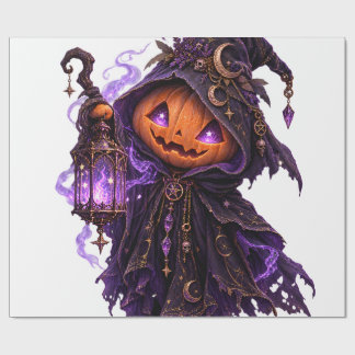 Papel De Presente Arte de Lanterna Mágica de Abóbora de Halloween Gó