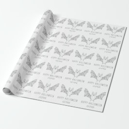 Papel De Presente Arte de Linha de Morcego Fofo Com Nome Personaliza