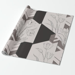 Papel De Presente Arte de Linha de Tulipa Geométrica Moderna