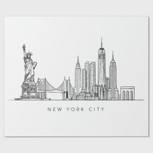 Papel De Presente Arte de Linha Minimalista do Horizonte de Nova Yor