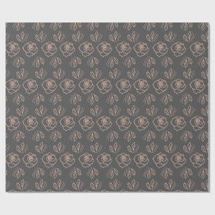 Papel De Presente Arte de linha Rosa Blush / Floral Elegante