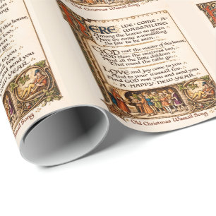 Papel De Presente Arte de Manuscrito Iluminado da Canção Vintage Was