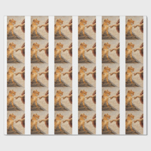 Papel De Presente Arte de Meme de Gato Engraçado Criação de Adão com