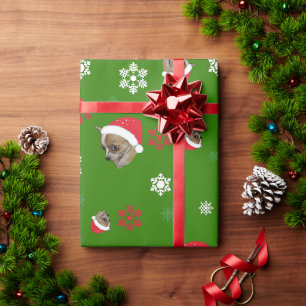 Papel De Presente Arte de Natal Cachorro Chihuahua Chapéu do Papai N