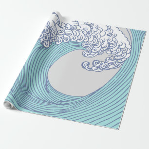 Papel De Presente Arte de onda de surf Ukiyo-e japonês vintage Costa