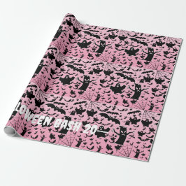 Papel De Presente Arte de padrão de Fantasma Assustador Rosa