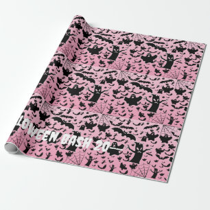 Papel De Presente Arte de padrão de Fantasma Assustador Rosa