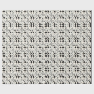 Papel De Presente Arte de Padrão Monocromático Minimalista Chic Retr