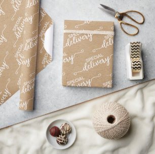 Papel De Presente Arte de Palavras de Entrega Especial Kraft Marrom