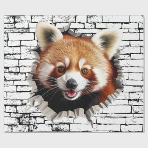 Papel De Presente Arte de parede quebrada do Panda Vermelho 3D – Saf