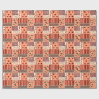 Papel De Presente Arte de Patchwork de Folha de Outono e Bolota