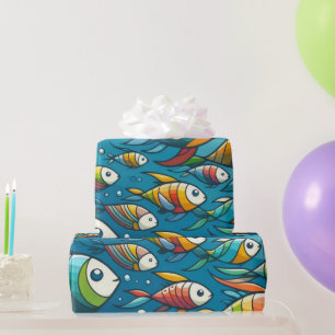 Papel De Presente Arte de peixe submarino colorida