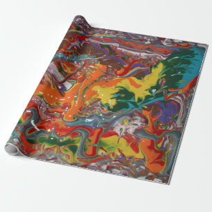 Papel De Presente Arte de Pintura com Fluxo de Cores de Arco-íris