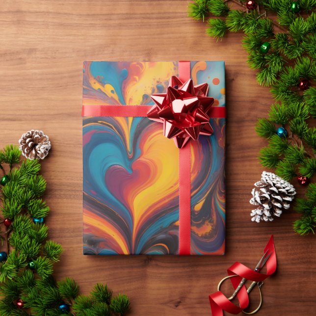 Papel De Presente Arte de pintura de líquido cardíaco (Presente de Natal)