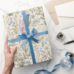Papel De Presente Arte de Prado de Flor Silvestre Alpina Suave