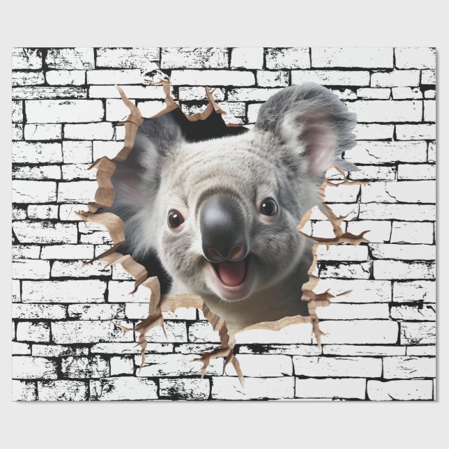 Papel De Presente Arte de Quebra de Parede 3D de Coala – Safari Real (Aberto)