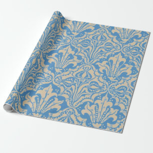 Papel De Presente Arte de Semente e Flor Azul Vintage de Walter Cran