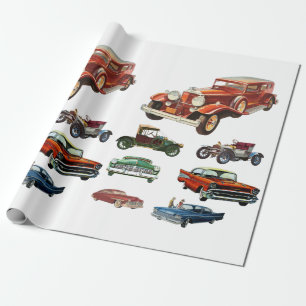 Papel De Presente Arte de Transporte de Carros vintage Clássicos An