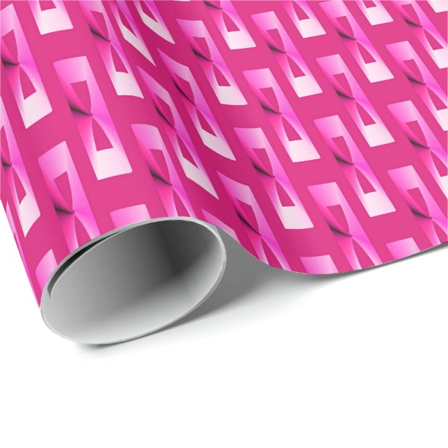 Papel De Presente Arte Deco Geométrica Metálica - Fuchsia Rosa (Ponta do rolo)