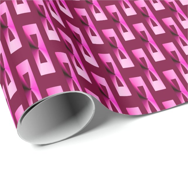 Papel De Presente Arte Deco Geométrica Metálica - Orquídea e Roxo (Ponta do rolo)
