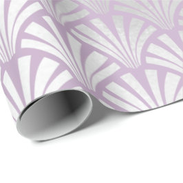 Papel De Presente Arte Deco Lavanda Cinzas de Prata Conchas
