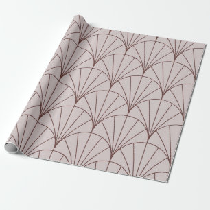 Papel De Presente Arte Deco Minimalista Leque Geométrico Rosa Velho