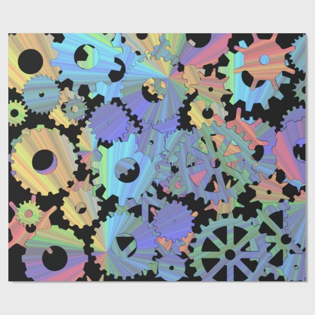 Papel De Presente Arte do arco-íris steampunk metal (Aberto)