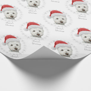 Papel De Presente Arte do cão de Westie do Natal