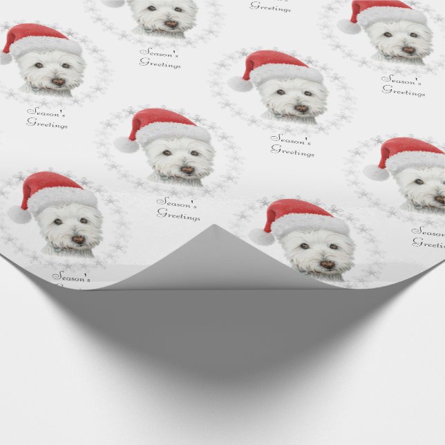 Papel De Presente Arte do cão de Westie do Natal (Ponta)
