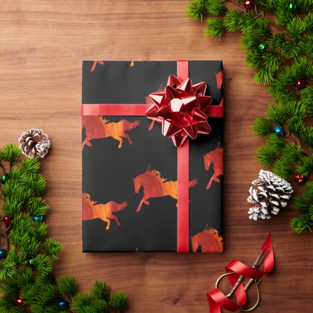 Papel De Presente Arte do Cavalo de Fogo (Presente de Natal)