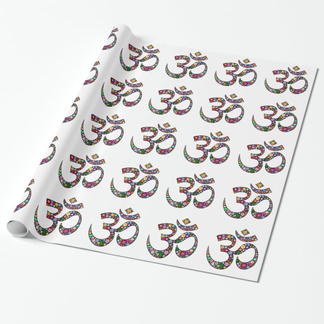 Papel De Presente Arte do Símbolo Floral Namaste (Desenrolado)